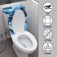 thumbnail image 3 of COEQINE Blue Gold Marble Toilet Lid Cover and Toilet Tank Cover, Elastic Bottom Machine Washable Replacement Toilet Lid Dust Cover 2 Pcs Set for Home Bathroom Decor, 3 of 7
