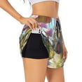 thumbnail image 3 of Workout Shorts for Women - Dreamy Pink Mushroom House 2 in 1 with Pocket Double Layer Shorts Elastic Athletic Gym Shorts, 3 of 7