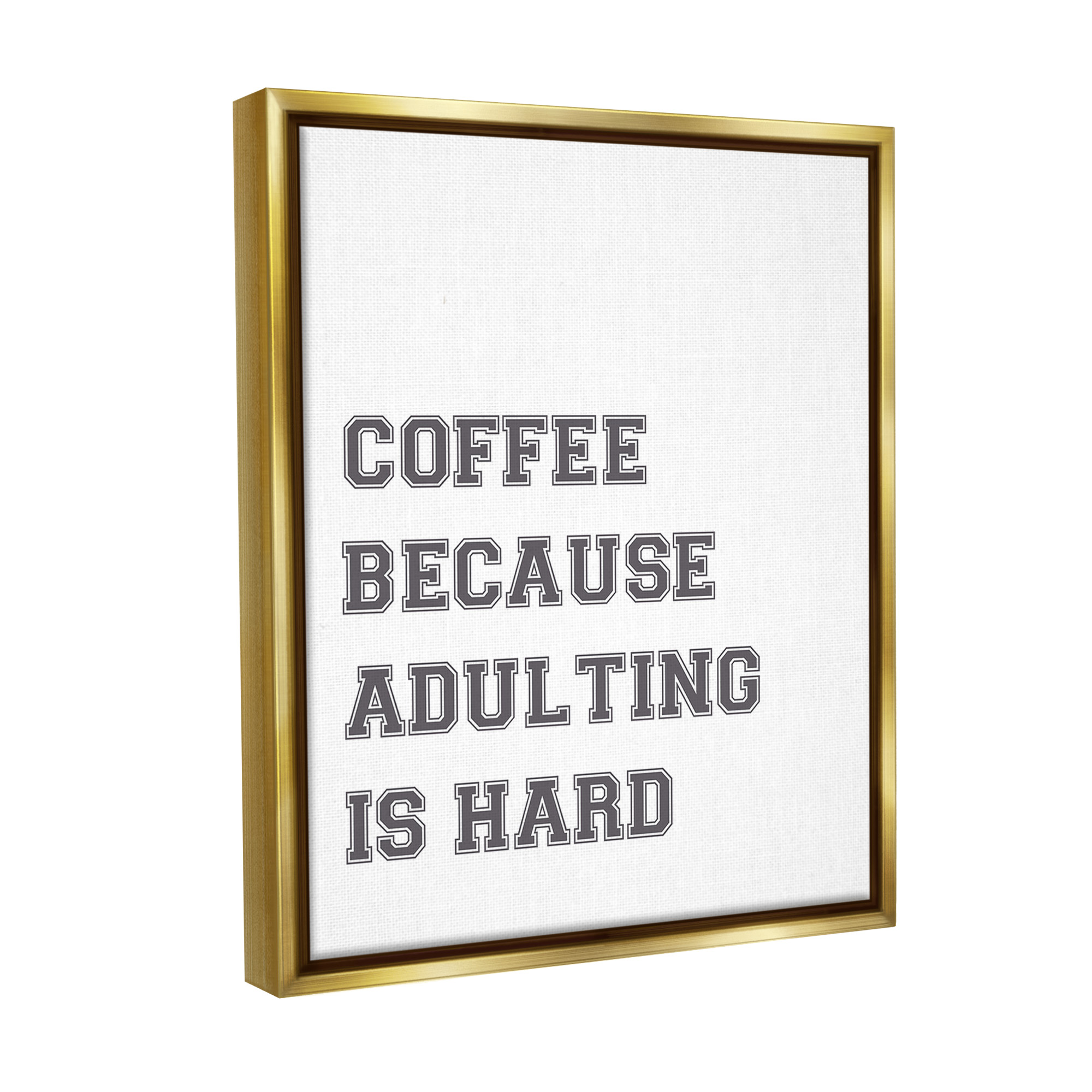 Stupell Industries Funny Adulting Is Hard Food & Beverage Painting Gold Floater Framed Canvas Art Print Wall Art, 17 x 21