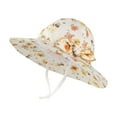 thumbnail image 1 of RTKFRFLM Girls Floral Sun Hat Wide Brim Bowknot Breathable Summer Beach Cap Yellow 1-2 Years, 1 of 2