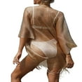 thumbnail image 3 of Femme Bikini Cover Up Manteau Réfléchissant Transparent Demi-Manche Glitter, 3 of 6
