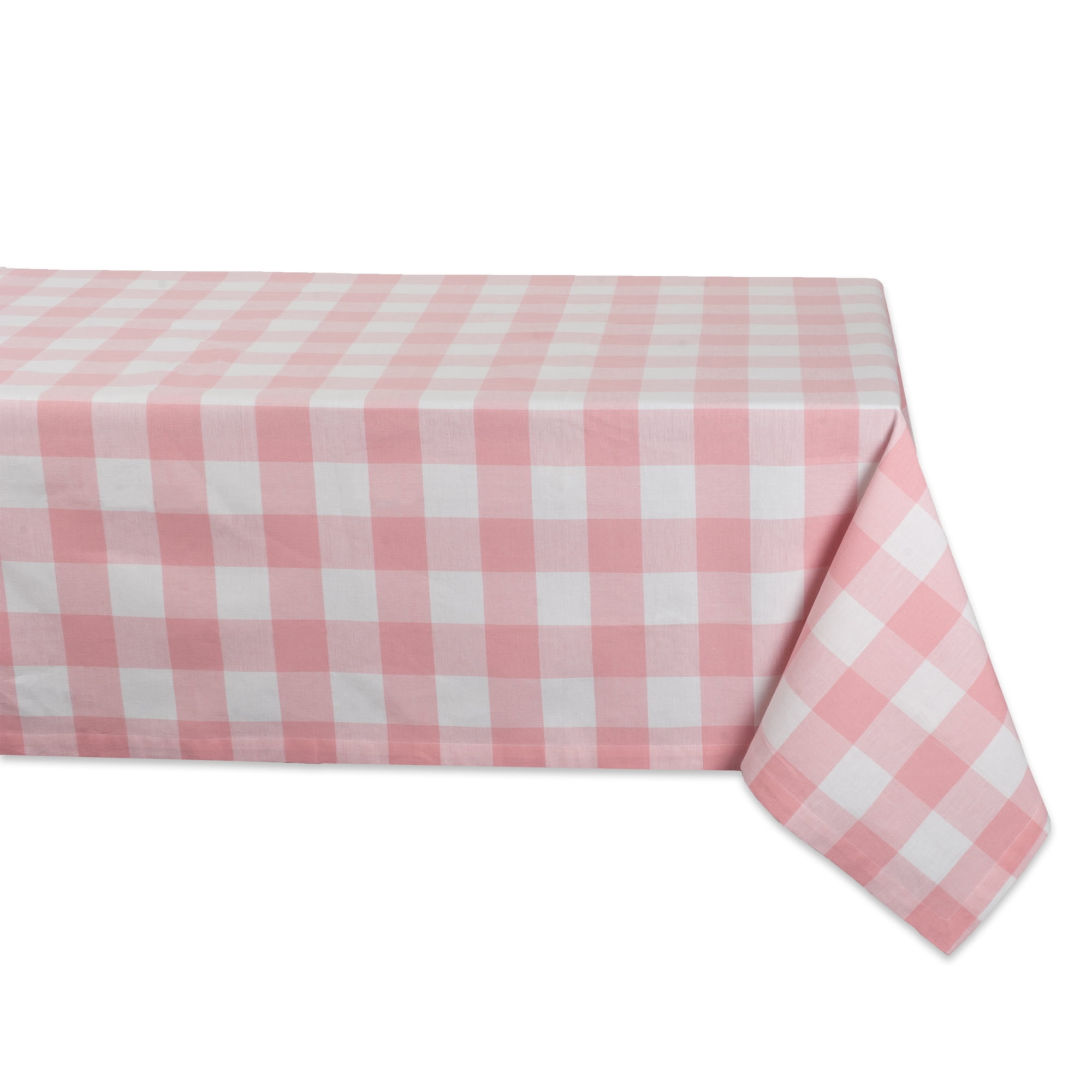 52" Pale Pink and White Checkered Square Tablecloth