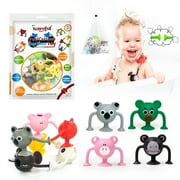 Suction Cup Toy, 12 Icareful Silicone Suction Cup Toys in Animal Shape and Color, Over 13 Years Old，with a Mesh Storage Bag