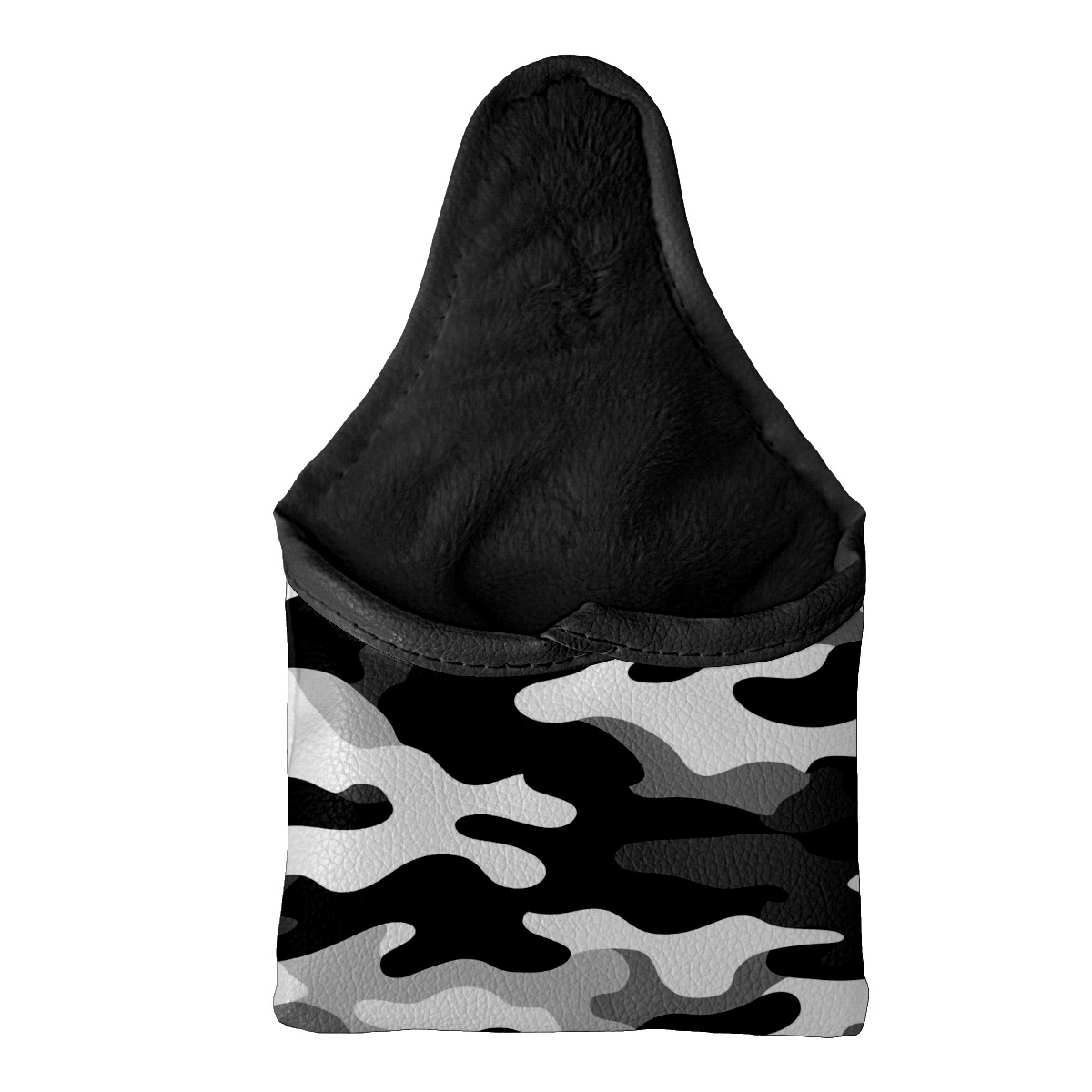 Golf Mallet Putter Cover Premium Leather Waterproof Golf Putter Head Cover with Magnetic Closure Black White Camouflage