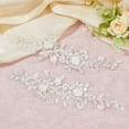 thumbnail image 5 of 2Pcs Rhinestones lace Trim Patches Flower Embroidery Lace Trim White Sequin Bead Floral Embroidered Polyester Sew on Applique Patches for Bridal Wedding Dance Costume, 5 of 6