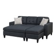 thumbnail image 3 of Poundex Fabric Compact Sectional Sofa Set with Cocktail Ottoman in Black, 3 of 6