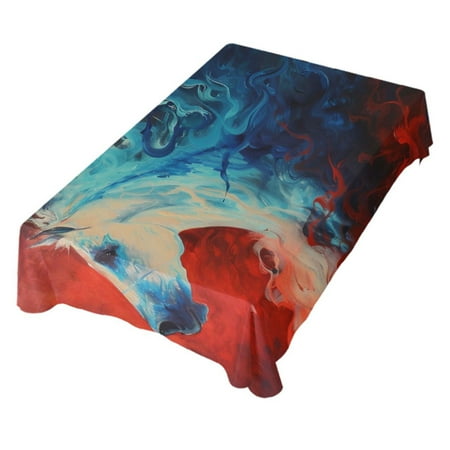 

JSTEL Red & Blue Flame Horse Table Cloth Rectangle 60 x 108 Inch Tablecloth Anti Wrinkle Table Cover for Dining Kitchen Parties