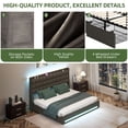 thumbnail image 5 of Uforic King Size Platform Bed Frame, Upholstered Bed Frame with RGB Lights & Built-in Power Hub, Gray, 5 of 6