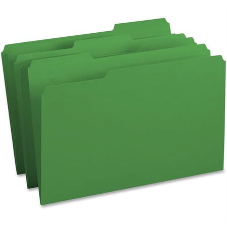 Business Source 1/3 Tab Cut Legal Recycled Top Tab File Folder – 8 1/2 x 14 – Top Tab Location – Assorted Position Tab Position – Stock – Green – 10% Recycled – 100 / Box | Bundle of 10 Boxes
