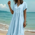 thumbnail image 4 of Blmnix Women's Dresses Fit & Flare Vacation Dress Beach Dress Under Dresses Cocktail-Length V-Neck Short Sleeve Casual Summer Dresses for Women,L, 4 of 8