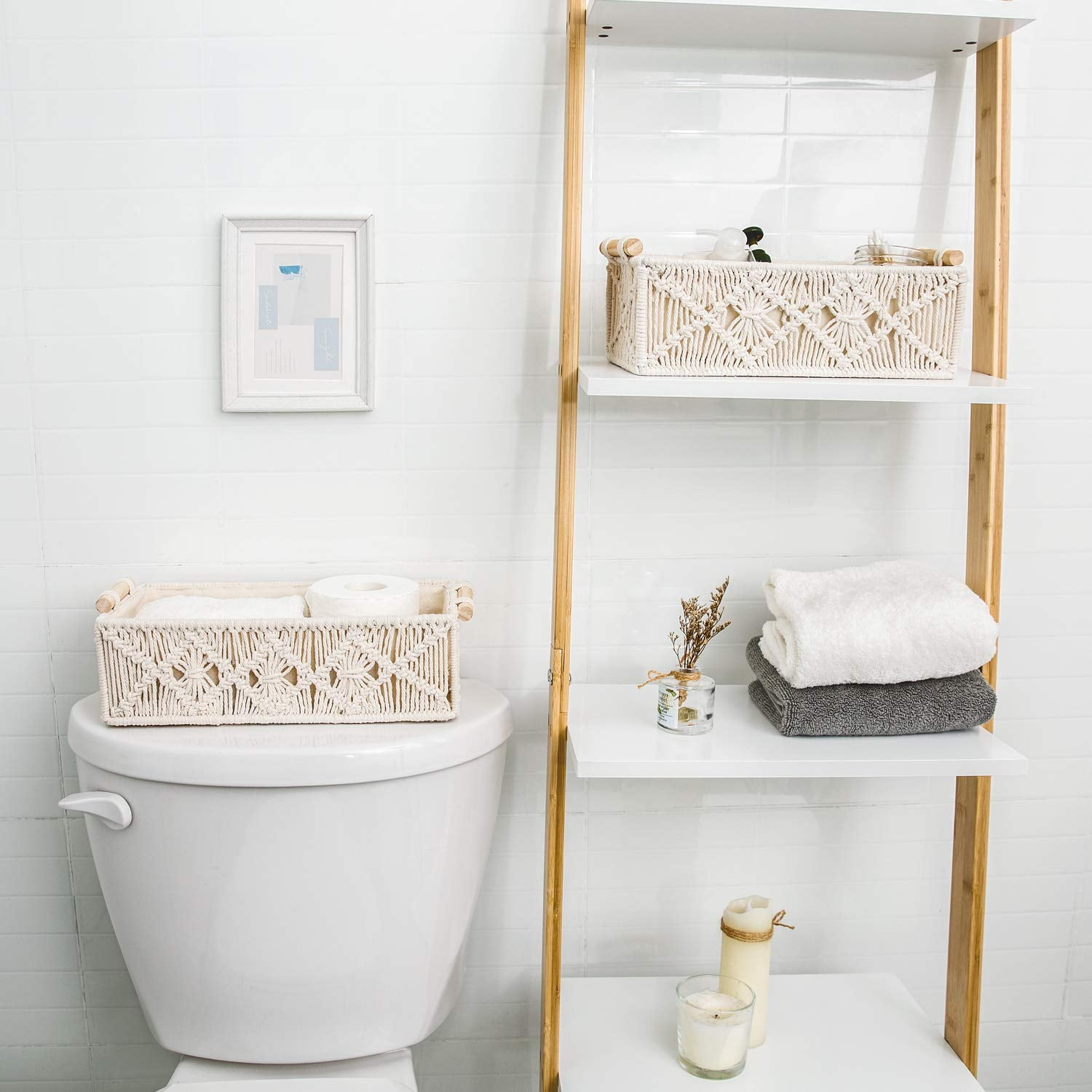 Ivory Woven Cotton Storage Baskets Set of 2 Multi-Use Home Organization