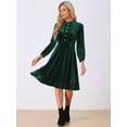 thumbnail image 4 of DARING DIVA Button Front Ruffle Velvet Dress S Dark Green, 4 of 6