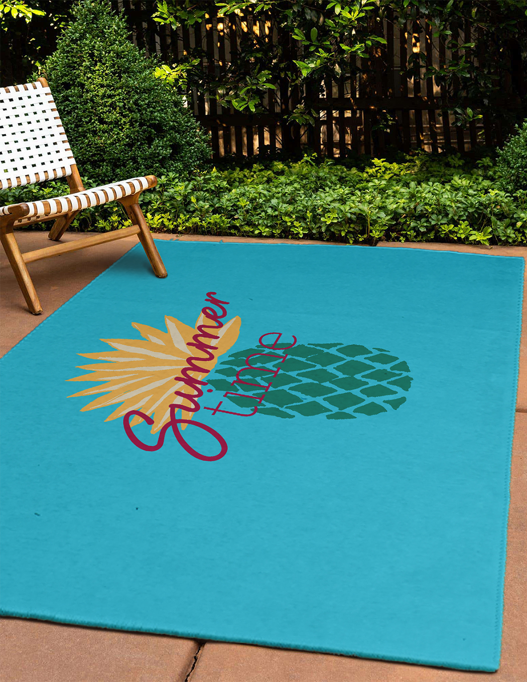 4' x 6' Simply Daisy Summer Time Pineapple Tropical Chenille Area Rug, Lipstick Pink