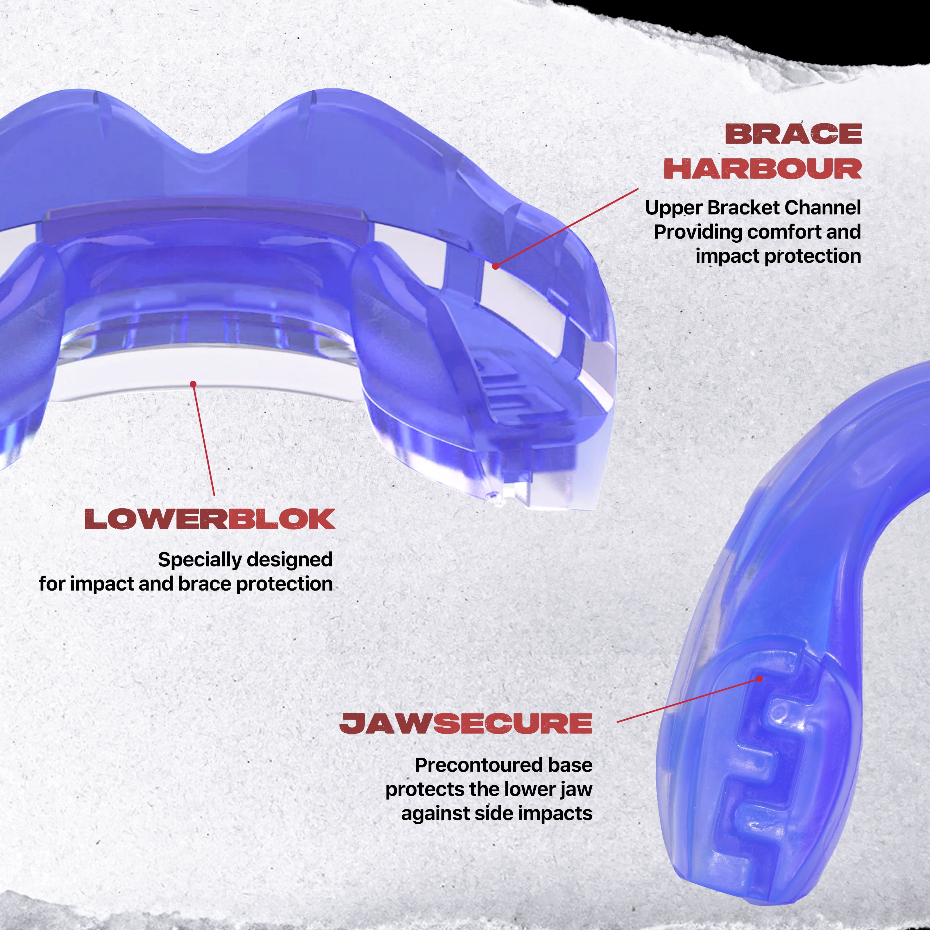 SAFEJAWZ Sports Mouth Guard for Braces with Case, One Size Re-Mouldable Mouthguard (Ice Blue)