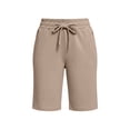 thumbnail image 5 of CQONEPT Women's Bermuda Sweat Shorts High Waisted Knee Length Shorts with 3 Pockets Drawstring Casual Athletic Shorts Khaki M, 5 of 5
