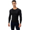thumbnail image 2 of Active Men's Long Sleeve Compression Shirt with Crew Neck and Moisture-Wicking Stretch Fabric - Medium, Black, 2 of 7