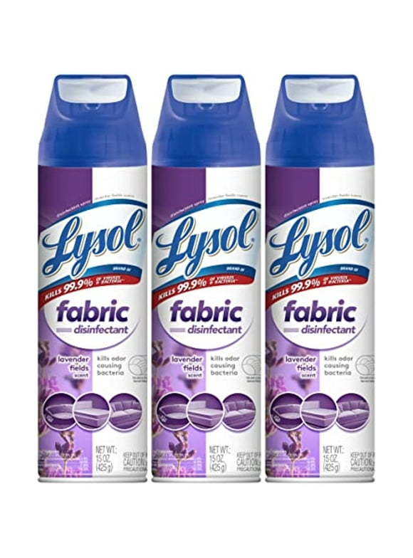 Lysol Fabric Disinfectant Spray, Sanitizing And Antibacterial Spray, For Disinfecting And Deodorizing Soft Furnishings, Lavender Fields 15 Fl. Oz (Pack Of 3)