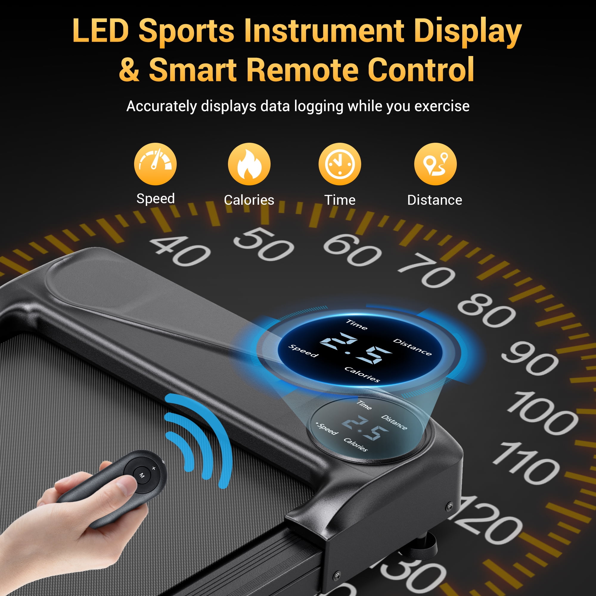 COFUNOK Walking Pad,Portable Walking Pad Treadmill for Home/Office,3.0HP Brushless Motor Under Desk Treadmill with LED&Mobile casters,280lbs Weight Capacity