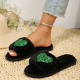thumbnail image 5 of uublik Women's House Fuzzy Slippers Memory Foam Open-Toe Slippers Soft Fleece Indoor Shoes Indoor/Outdoor Slippers, Green, 5 of 7
