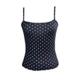 thumbnail image 4 of Women's Polka Dot Spaghetti Strap Cami Tank Top, Square Neck Slim Fit Sleeveless Crop Camisole, Casual Summer Daily Wear Fashion Sling Blouse(Blue,M), 4 of 4