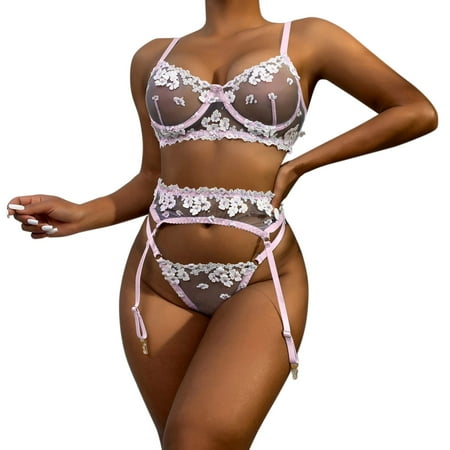 

Women Fashionable Lace Flower Embroidery Lingeriet Tight Underwear