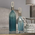 thumbnail image 2 of Bowery Hill Contemporary Iron Teal Glass Bottles (Set of 2), 2 of 2