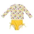 thumbnail image 4 of SGMVNU Girls Rash Guard Two Piece Swimsuits Long Sleeve Swim Top with Sporty Shorts Cute Bathing Suit Kids Swimwear, Size 4-5 Years, zt3-Yellow, 4 of 5