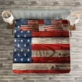 thumbnail image 3 of Ambesonne Retro Quilted Bedspread Set 3 Pcs, Independence Day Wall, King Size, Red Blue Tan, 3 of 3