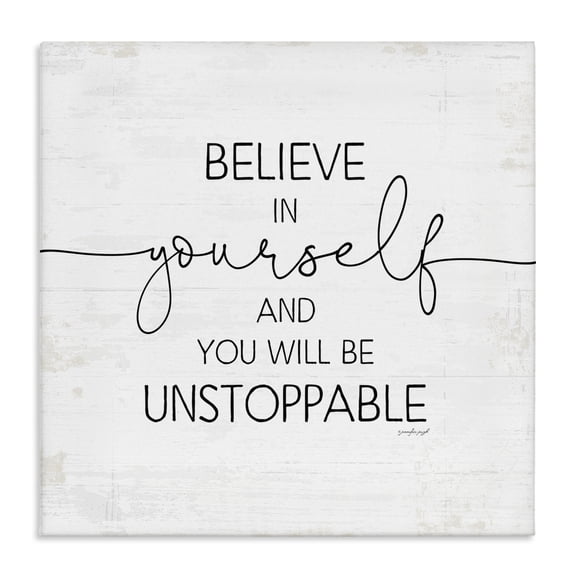Stupell Industries Rustic Lodge Believe In Yourself Inspirational Canvas Art, 17 x 17, by Jennifer Pugh