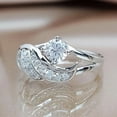 thumbnail image 3 of Lifetechs Women Ring Cubic Zirconic Inlaid Round Alloy Angel Wing Shape Wedding Ring Proposal Ring, 3 of 8