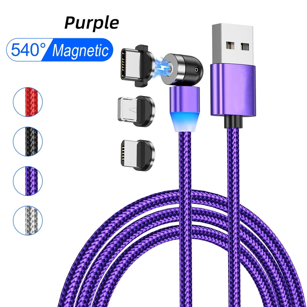 Micro USB Cable Nylon Braided Magnet Phone Charger Cord for Type C Devices Type C and i-Product Magnetic Charging Cable 180 Rotate Compatible with Micro USB 3ft