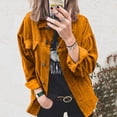 thumbnail image 2 of IROINNID Long Cardigans for Women Corduroy Buttoned Cardigan Long Sleeve Lapel Loose Padded Shirt Top,Yellow, 2 of 6