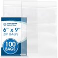 thumbnail image 1 of Spartan Industrial - 6\u201d X 9\u201d (100 Count) Quart Clear Reclosable Zip Plastic Poly Bags with Resealable Lock Seal Zipper - 2 Mil, 1 of 7