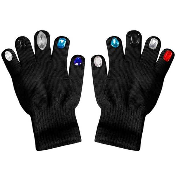 Guantes de Invierno Tejidos, Adornos de Cristal de Colores Variados, Mitones de Ganchillo de Dedo Completo con Buena Elasticidad para Niñas, Niños, Mujeres