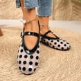 thumbnail image 6 of Avrnliq Mary Jane Flats for Women, White Polka Dot Retro Round Toe Adjustable Buckle Strap Comfort Casual Summer Office Shoes,Size 38, 6 of 9
