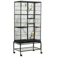 thumbnail image 1 of PawHut 71" Bird Cage with Wheels, Perches, Ramp, Storage Shelf, Toys, Black, 1 of 9