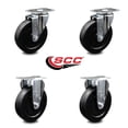 thumbnail image 2 of 5 Inch Soft Rubber Wheel Swivel Top Plate Caster Set with 2 Rigid Service Caster, 2 of 2