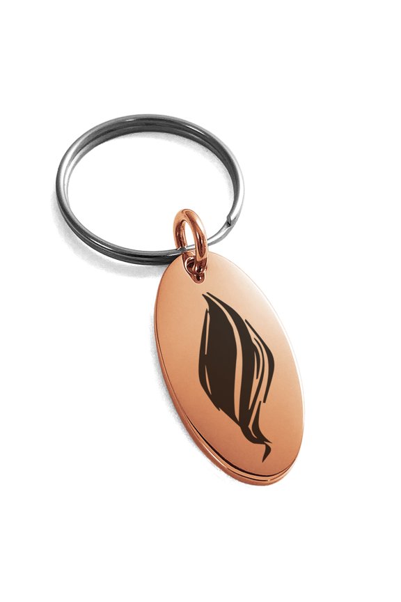 Stainless Steel Elemental Fire Nation Engraved Small Oval Charm Keychain Keyring