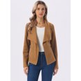 thumbnail image 4 of DARING DIVA Women's Faux Suede Long Sleeve Open Front Cropped Coat S Dark Brown, 4 of 7