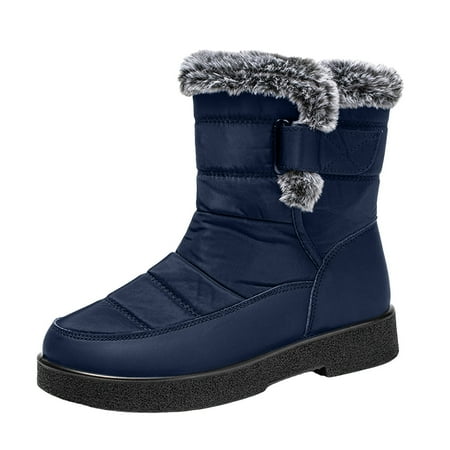GHSOHS Cowboy Boots for Women Square Toe Boots Ankle Boots Shoes Womans Shoes Fashion Winter Plush Insulation Solid Leather Thick Heeled Snow Boots Western Cowgirl Boots Rain Boots Work Boots Size 35