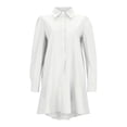 thumbnail image 4 of HJYCHN Elegant Solid Color Long Sleeve Shirt Dress for Women Featuring Turn Down Collar and Delicate Ruffled Hem Detail White XL, 4 of 5