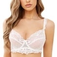 thumbnail image 5 of Guoeappa Women's Lace Bra Beauty Sheer Sexy Bra Non Padded Underwired Unlined Bra(White,38E), 5 of 6