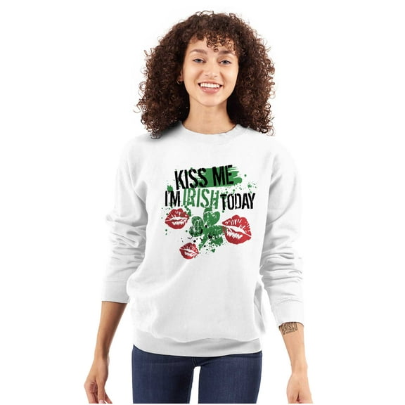 Kiss Me I'm Irish St Patrick's Day Women Crewneck Sweatshirt Brisco Brands S