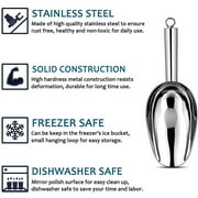 VeSteel 8 Ounce Stainless Steel Ice Scoop Metal Utility Food Scoop for Ice Cube Candy Flour Sugar