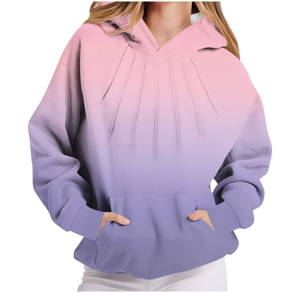 Womens Plus Size Hoodies, Long Sleeve Pullover for Women Fall Fashion Loose Fit Ombre Tie Dye Hooded Sweatshirts S-3XL