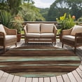 thumbnail image 4 of Round Area Rug 5 Ft, Brown Teal Wooden Washable Non-Slip Circle Carpet for Living Room/Bedroom, Vintage Farmhouse Retro Art Low-Profile Runner Mats Collection Rugs for Indoor, 4 of 8