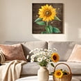 thumbnail image 6 of Summer Sunflower Canvas Wall Art for Living Room, Yellow Floral Plants Bees Brown Wood Grain Poster Print Painting for Bedroom Office Home Decoration Wall Pictures Prepare To Hang 12"x12", 6 of 9