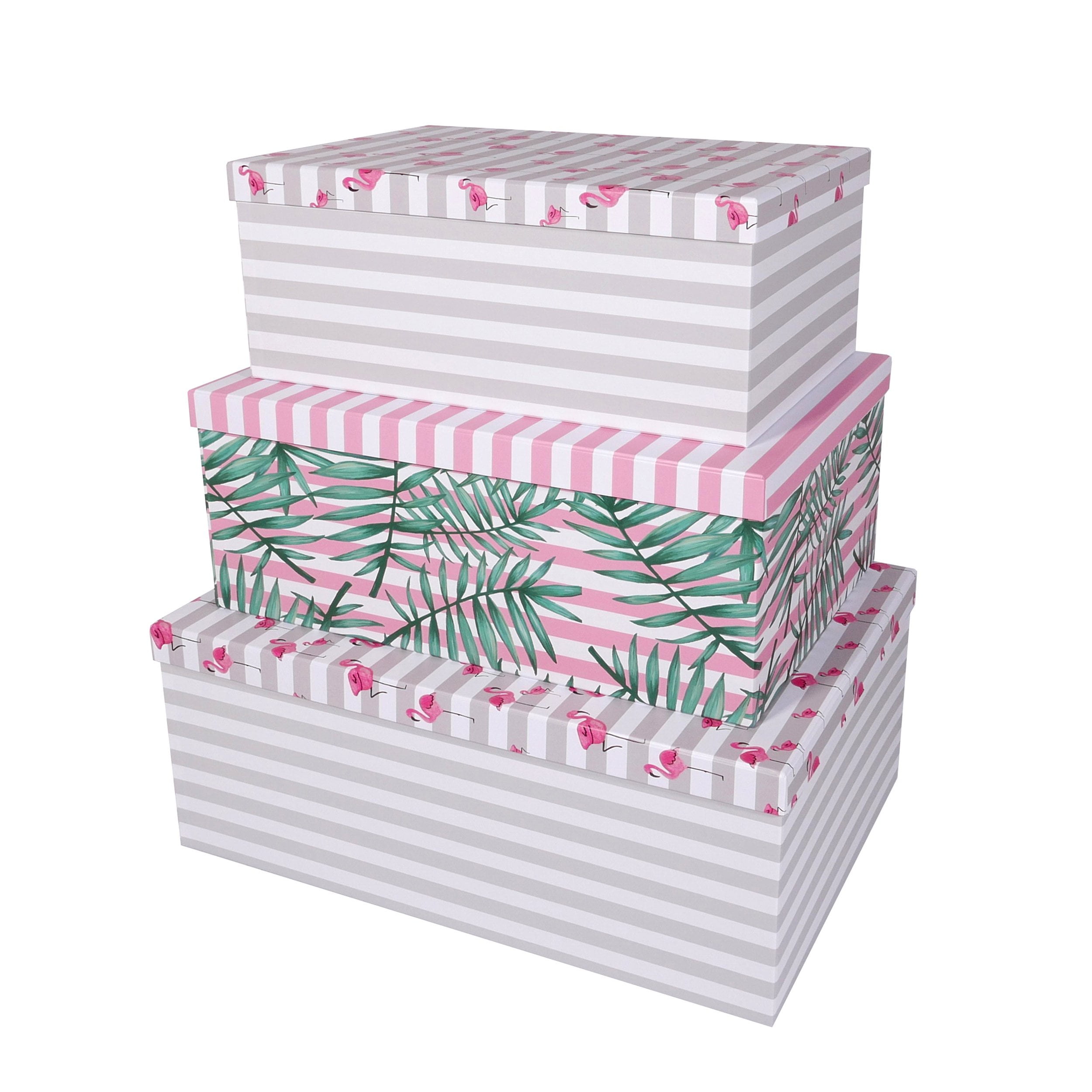 SLPR Decorative Storage Cardboard Boxes with Lids (Set of 3, Tropical