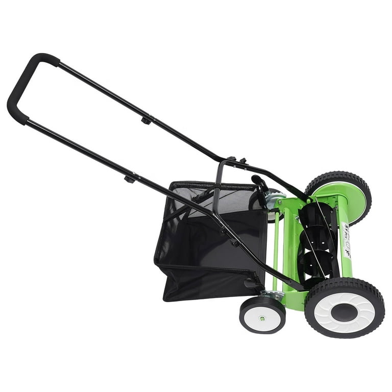 Reel Mower 20inch, Reel Lawn Mower with Adjustable Mowing Height, 5 Blades  and Collection Bag, Push Reel Lawn Mower Powered Reel Mower for