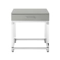 thumbnail image 3 of Inspired Home Maximo Table d'Appoint 1 Tiroir Pieds en Acrylique Haute Brillance Base en Acier Inoxydable Chromé Design Moderne, Gris Clair/chrome, 3 of 9